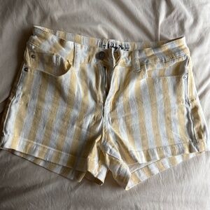 Yellow and White Striped Shorts